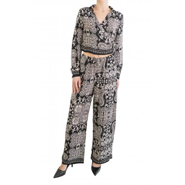 Top maniche lunghe fantasia con colletto scollo a V Only